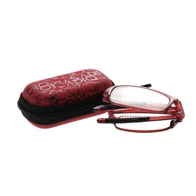 Lunettes de lecture pliables classiques et stylées avec étui pour hommes et femmes, lunettes à rotation télescopique, étui à lunettes inclus, lunettes de lecture anti-lumière bleue pliables, petites lunettes de lecture pliables pour hommes et femmes
