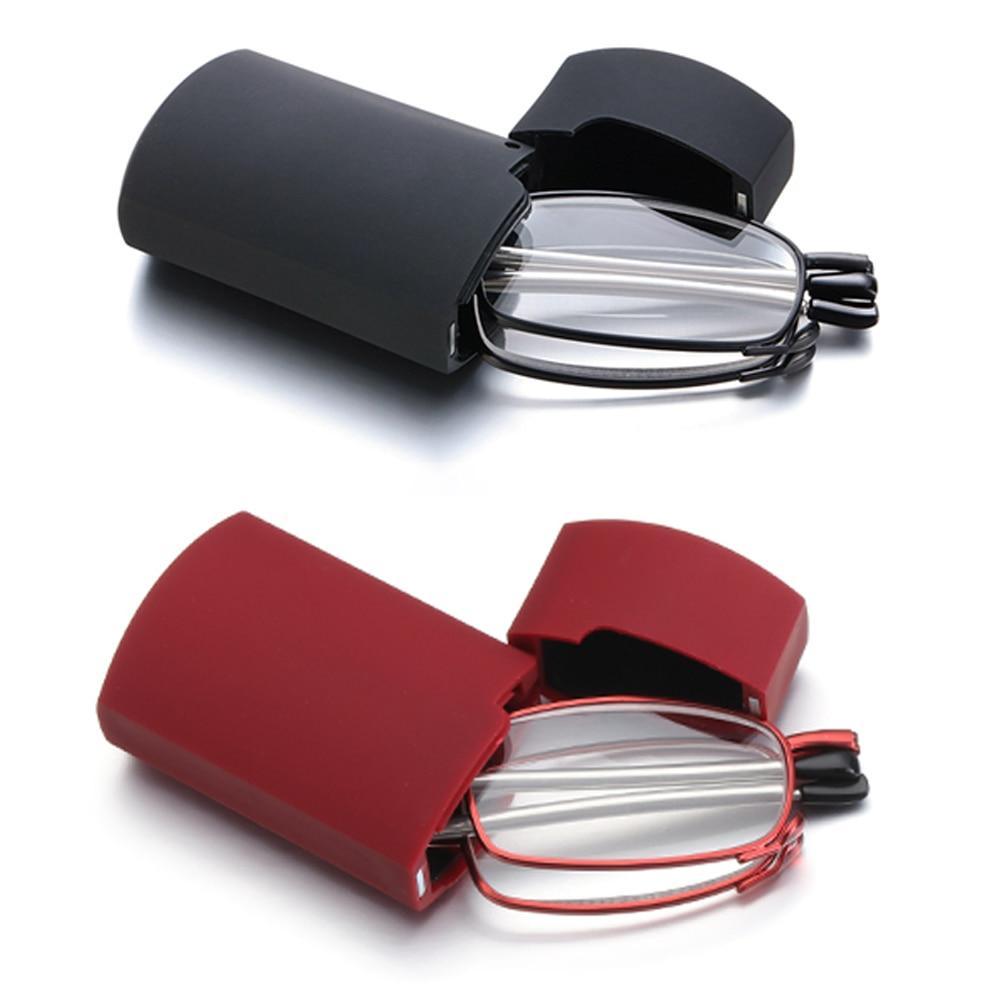 Lunettes de lecture pliables classiques et stylées avec étui pour hommes et femmes, lunettes à rotation télescopique, étui à lunettes inclus, lunettes de lecture anti-lumière bleue pliables, petites lunettes de lecture pliables pour hommes et femmes