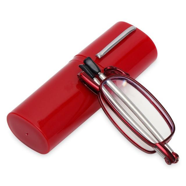 Lunettes de lecture pliables classiques et stylées avec étui pour hommes et femmes, lunettes à rotation télescopique, étui à lunettes inclus, lunettes de lecture anti-lumière bleue pliables, petites lunettes de lecture pliables pour hommes et femmes