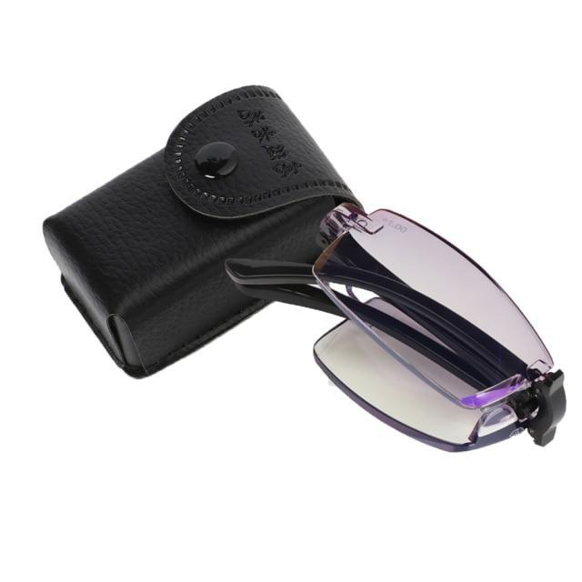 Lunettes de lecture pliables classiques et stylées avec étui pour hommes et femmes, lunettes à rotation télescopique, étui à lunettes inclus, lunettes de lecture anti-lumière bleue pliables, petites lunettes de lecture pliables pour hommes et femmes