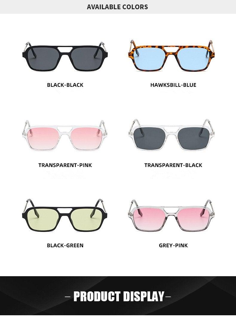 Lunettes de soleil polarisées carrées pour femmes, style rétro, double pont, tendance classique rose dégradé, pour hommes et femmes