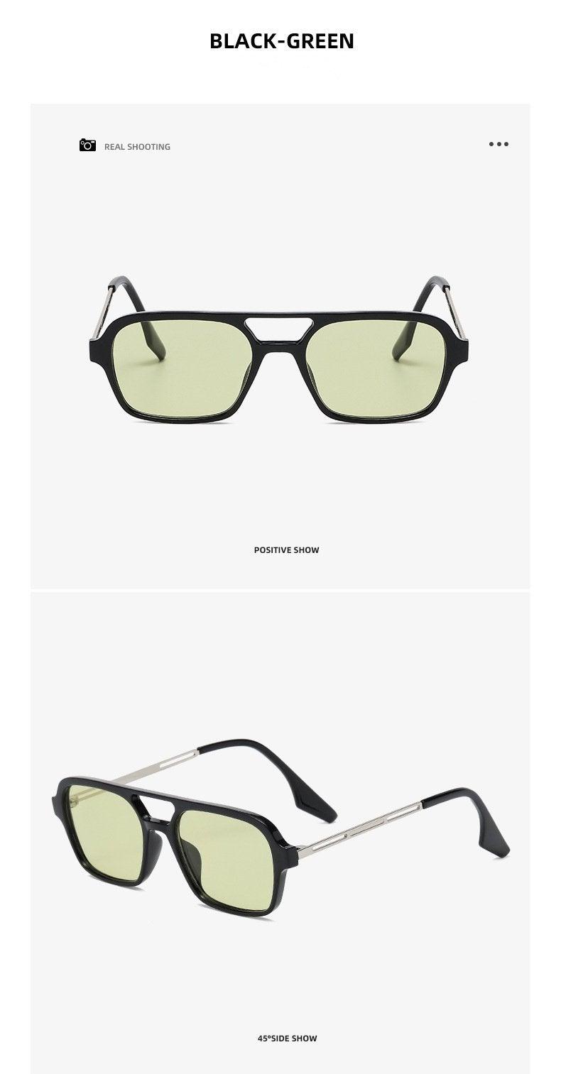 Lunettes de soleil polarisées carrées pour femmes, style rétro, double pont, tendance classique rose dégradé, pour hommes et femmes