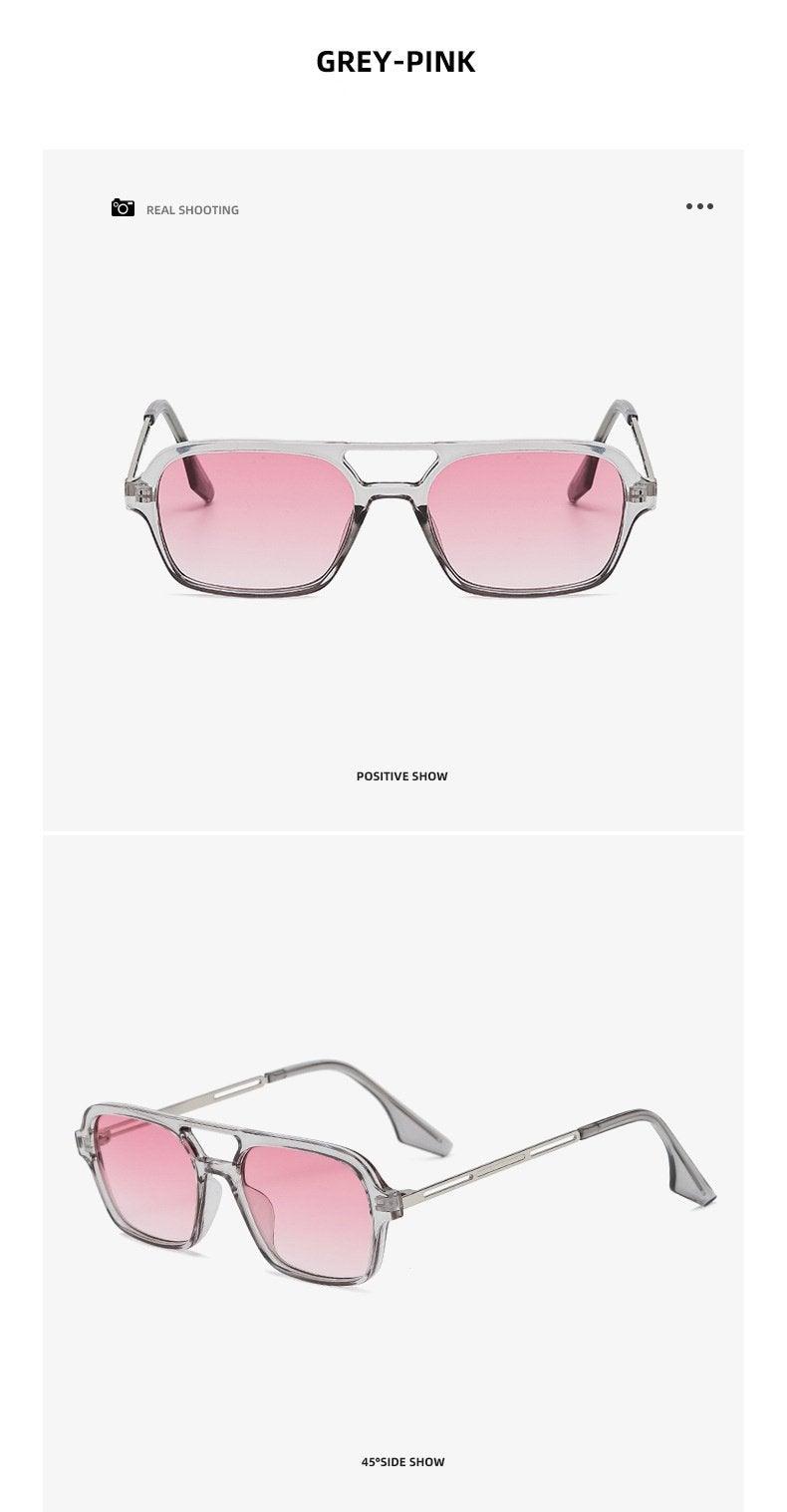 Lunettes de soleil polarisées carrées pour femmes, style rétro, double pont, tendance classique rose dégradé, pour hommes et femmes