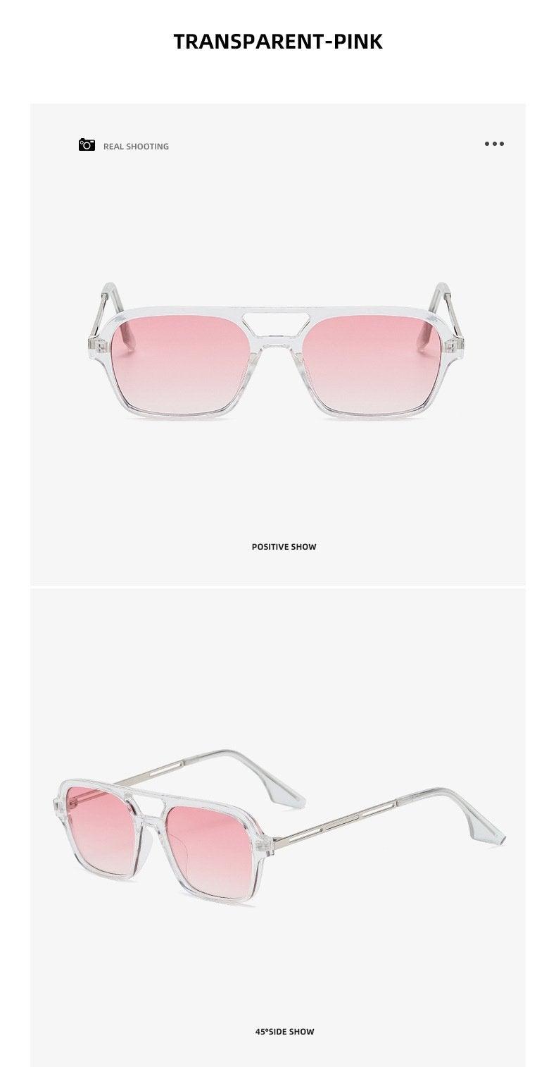 Lunettes de soleil polarisées carrées pour femmes, style rétro, double pont, tendance classique rose dégradé, pour hommes et femmes