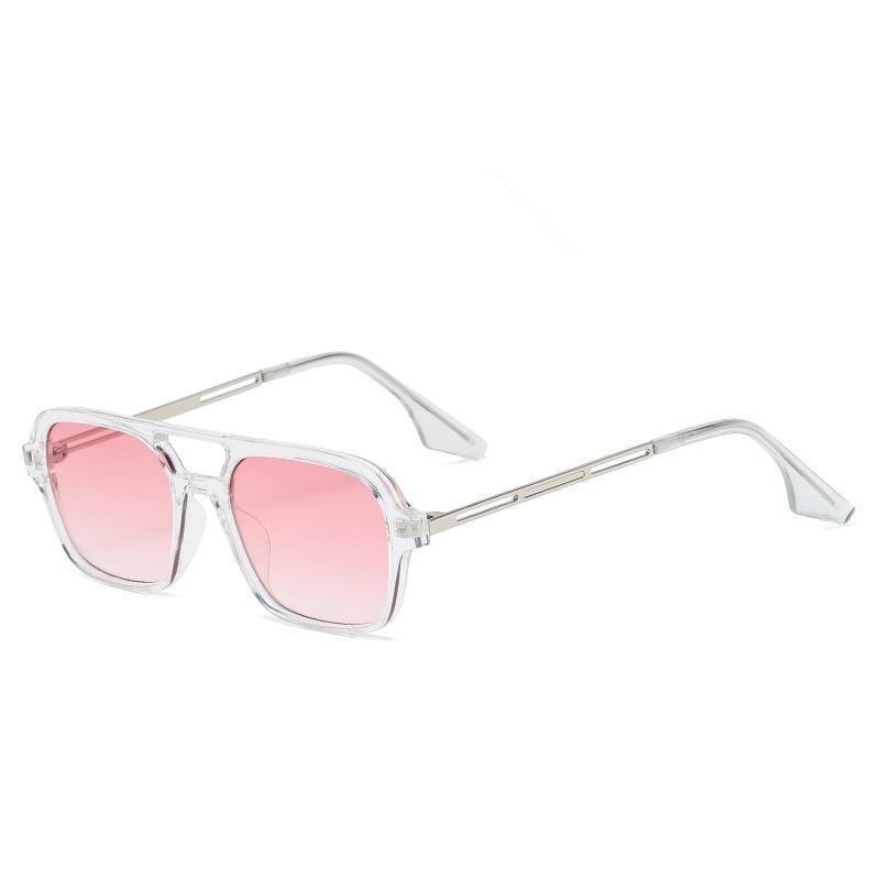 Lunettes de soleil polarisées carrées pour femmes, style rétro, double pont, tendance classique rose dégradé, pour hommes et femmes