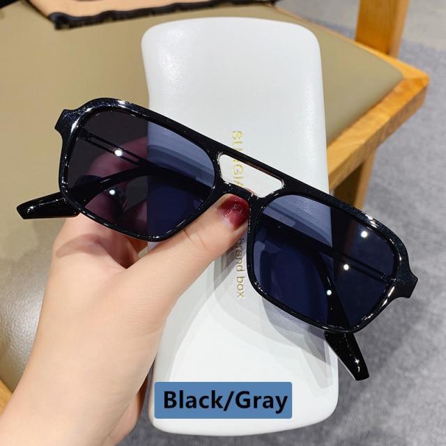 Lunettes de soleil polarisées carrées pour femmes, style rétro, double pont, tendance classique rose dégradé, pour hommes et femmes