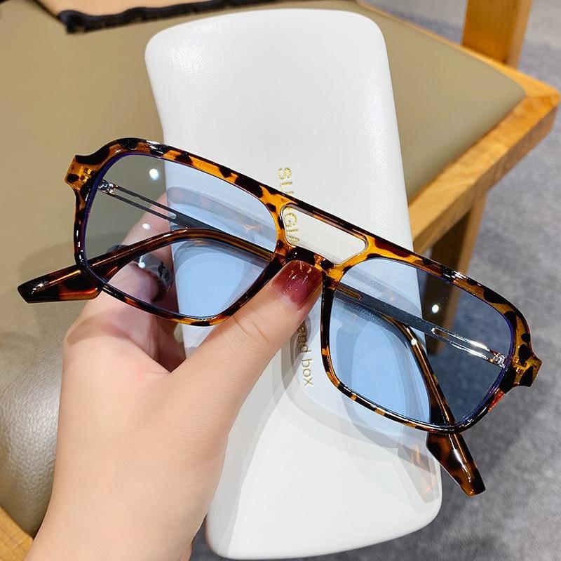 Lunettes de soleil polarisées carrées pour femmes, style rétro, double pont, tendance classique rose dégradé, pour hommes et femmes
