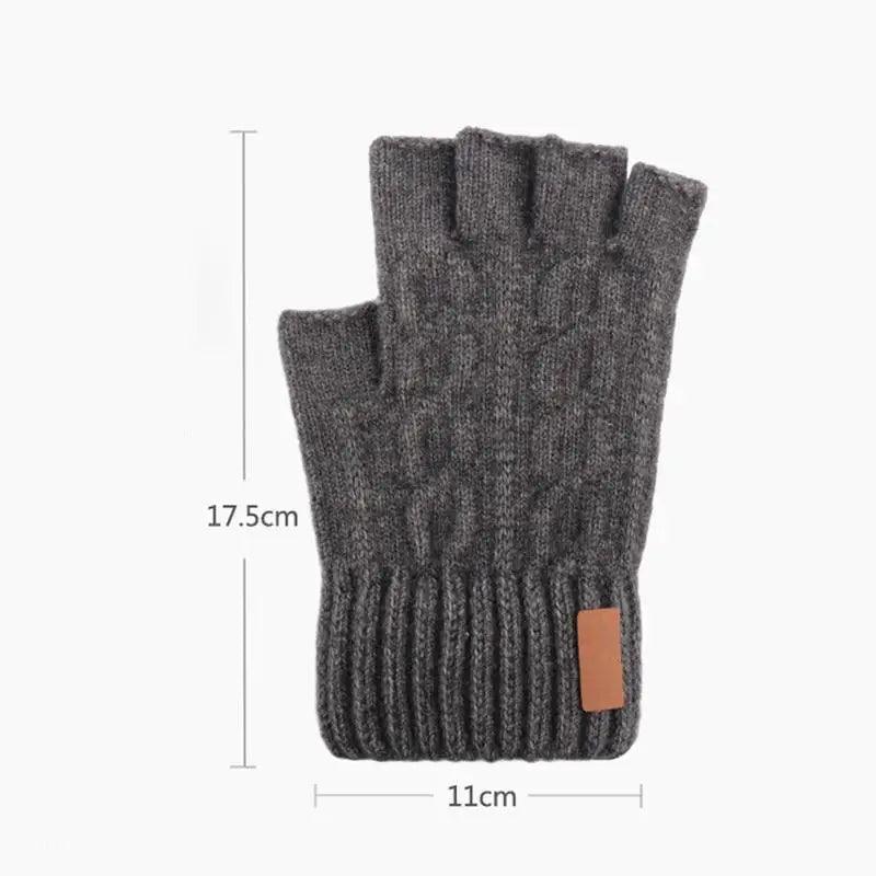 Gants d'hiver tricotés classiques sans doigts unisexe pour hommes et femmes, gants de cyclisme rétro doux et extensibles chauds à demi-doigts