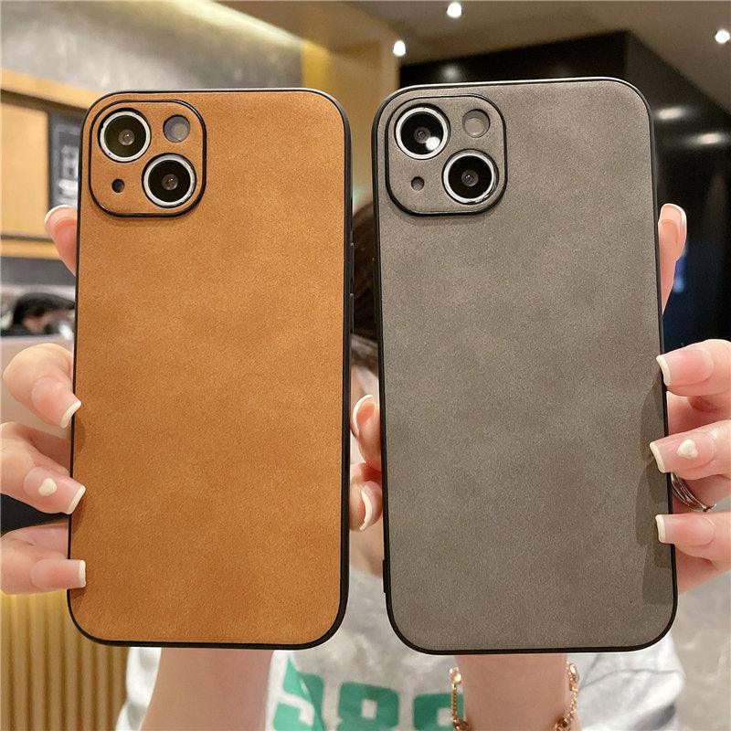 Coque en cuir classique pour iPhone, texture mate, pour iPhone 13 12 11 Pro Max XS Max XR X 7 8 Plus 14Pro, coque arrière souple de luxe antichoc