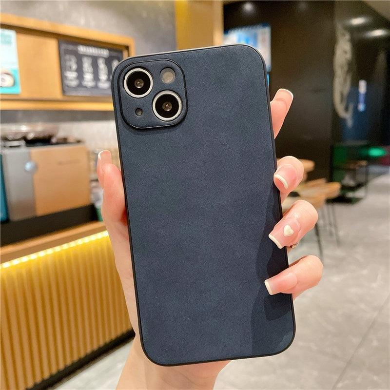 Coque en cuir classique pour iPhone, texture mate, pour iPhone 13 12 11 Pro Max XS Max XR X 7 8 Plus 14Pro, coque arrière souple de luxe antichoc