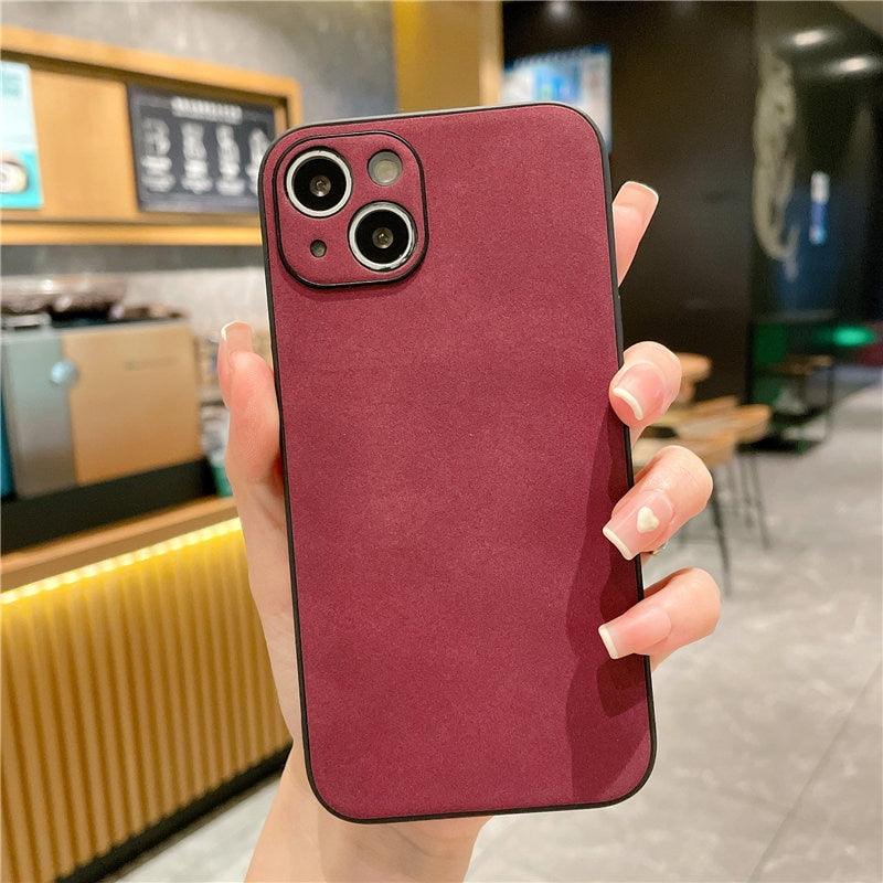 Coque en cuir classique pour iPhone, texture mate, pour iPhone 13 12 11 Pro Max XS Max XR X 7 8 Plus 14Pro, coque arrière souple de luxe antichoc