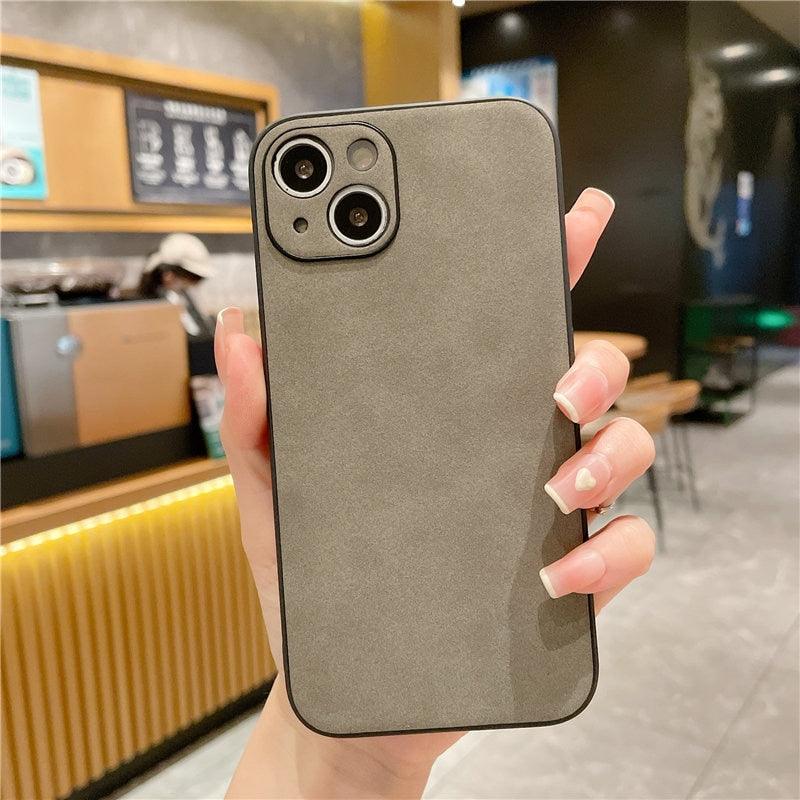 Coque en cuir classique pour iPhone, texture mate, pour iPhone 13 12 11 Pro Max XS Max XR X 7 8 Plus 14Pro, coque arrière souple de luxe antichoc