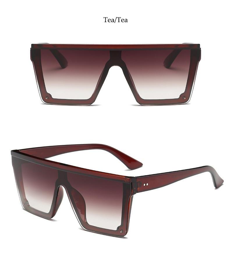Lunettes de soleil classiques noires grandes pour hommes et femmes, nouveau design tendance, miroir rose carré, lunettes de soleil oversize carrées pour femmes et hommes