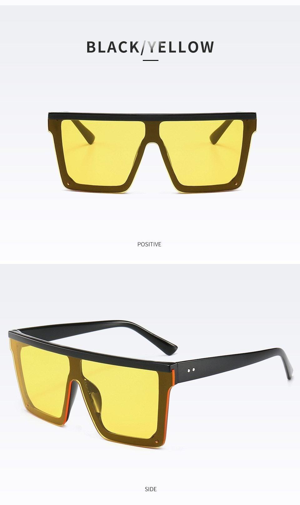 Lunettes de soleil classiques noires grandes pour hommes et femmes, nouveau design tendance, miroir rose carré, lunettes de soleil oversize carrées pour femmes et hommes