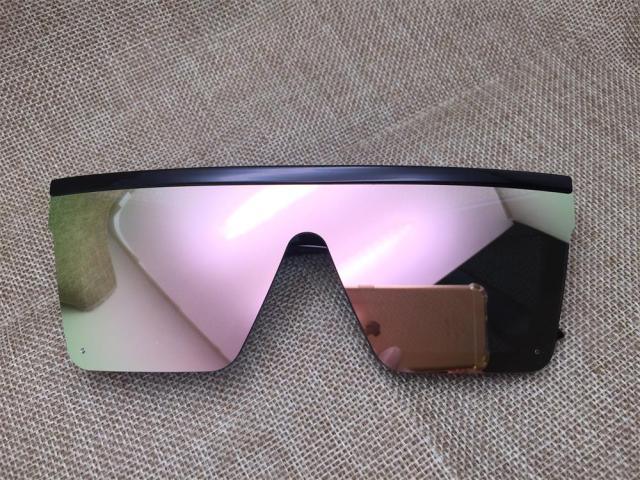 Lunettes de soleil classiques noires grandes pour hommes et femmes, nouveau design tendance, miroir rose carré, lunettes de soleil oversize carrées pour femmes et hommes
