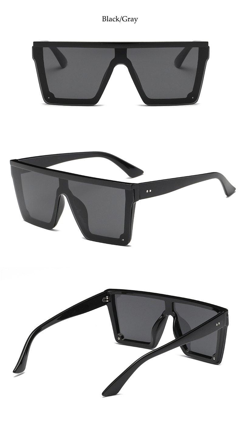 Lunettes de soleil classiques noires grandes pour hommes et femmes, nouveau design tendance, miroir rose carré, lunettes de soleil oversize carrées pour femmes et hommes