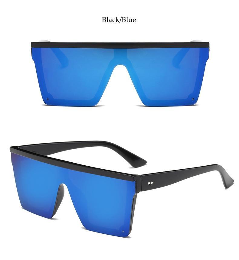 Lunettes de soleil classiques noires grandes pour hommes et femmes, nouveau design tendance, miroir rose carré, lunettes de soleil oversize carrées pour femmes et hommes