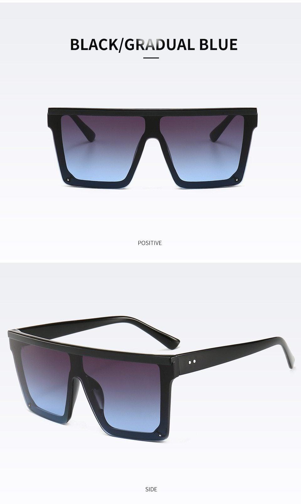 Lunettes de soleil classiques noires grandes pour hommes et femmes, nouveau design tendance, miroir rose carré, lunettes de soleil oversize carrées pour femmes et hommes
