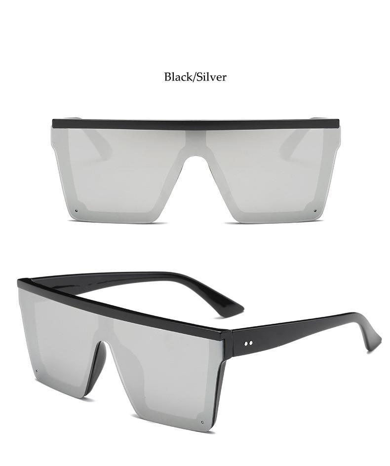 Lunettes de soleil classiques noires grandes pour hommes et femmes, nouveau design tendance, miroir rose carré, lunettes de soleil oversize carrées pour femmes et hommes