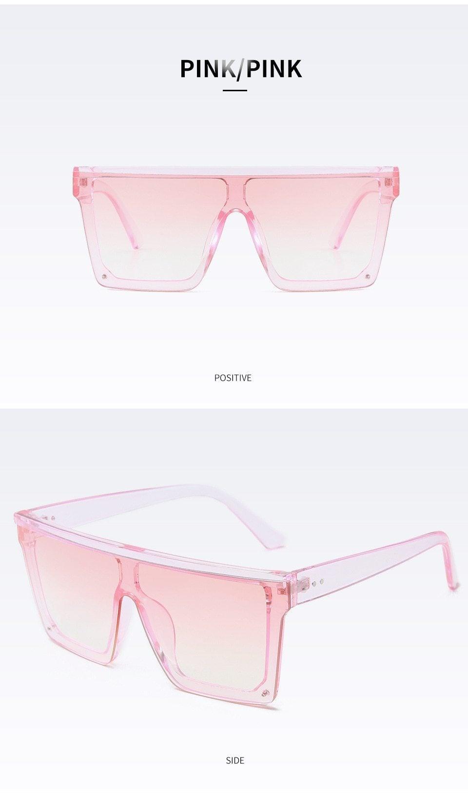 Lunettes de soleil classiques noires grandes pour hommes et femmes, nouveau design tendance, miroir rose carré, lunettes de soleil oversize carrées pour femmes et hommes