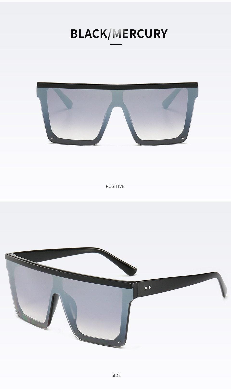 Lunettes de soleil classiques noires grandes pour hommes et femmes, nouveau design tendance, miroir rose carré, lunettes de soleil oversize carrées pour femmes et hommes