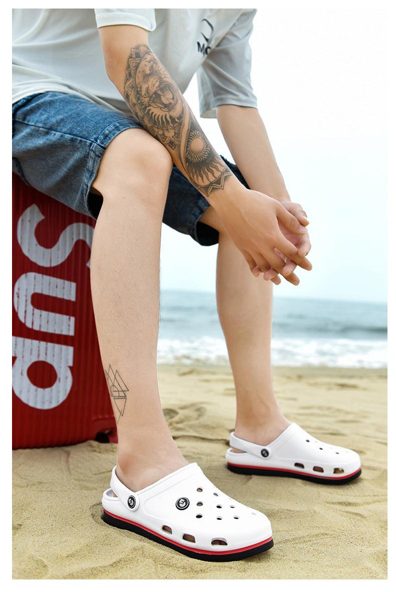 Sabots Classiques pour Hommes Chaussons à Semelle Souple Sabots de Plage Tendance Sandales pour Hommes Confortables Respirantes à Lanière Cheville Antidérapantes Chaussures d'Eau Décontractées Sandales de Douche de Plage Chaussons d'Été