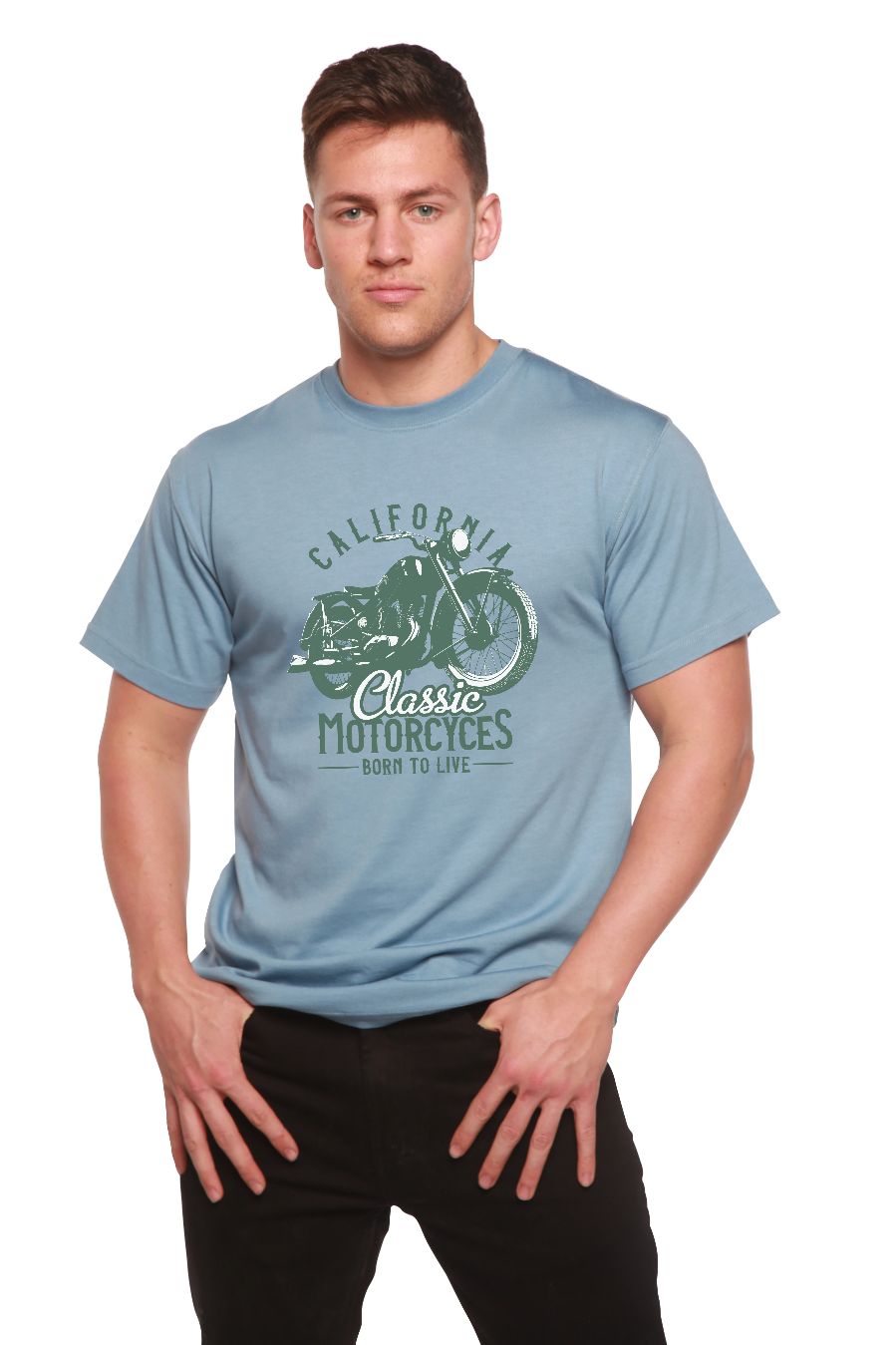 T-shirt graphique classique à manches courtes en viscose de bambou et coton biologique pour homme