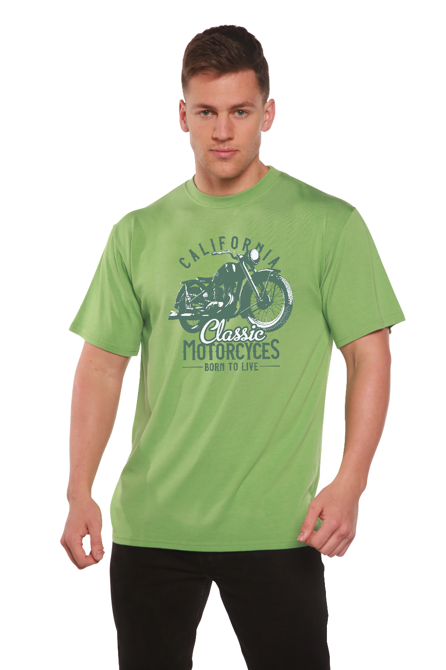 T-shirt graphique classique à manches courtes en viscose de bambou et coton biologique pour homme