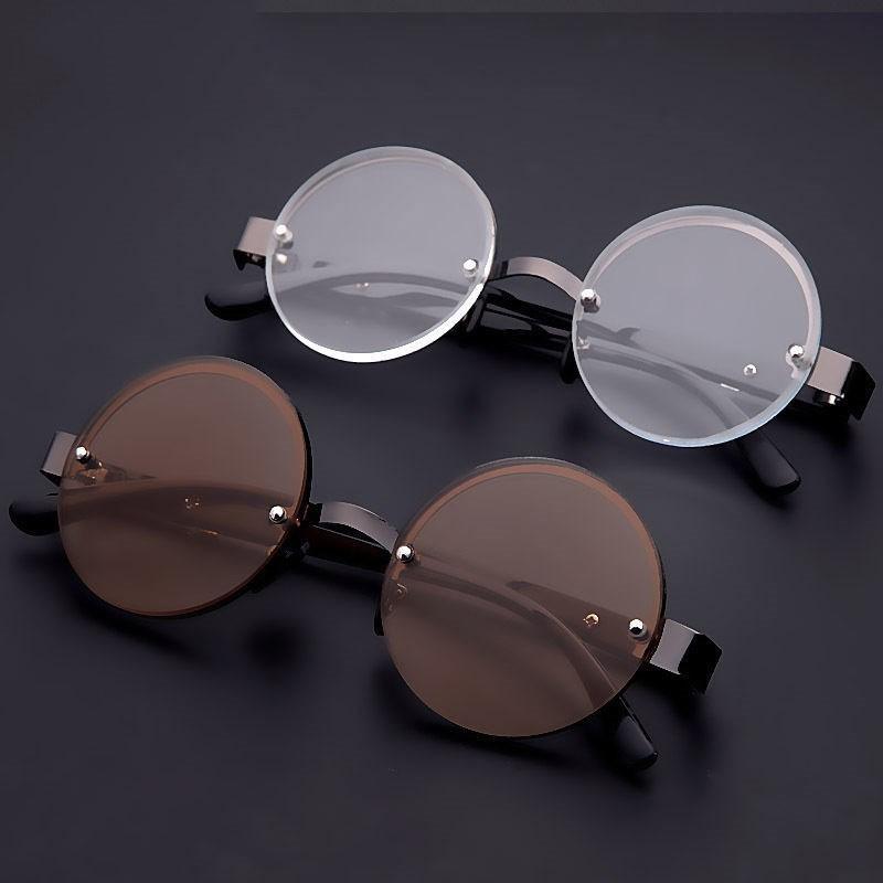 Lunettes de lecture classiques en verre cristal naturel pour hommes, haute définition, anti-fatigue, rondes, marron, lunettes de lecture pour femmes, monture fine en acier léger avec étui compact pour usage quotidien