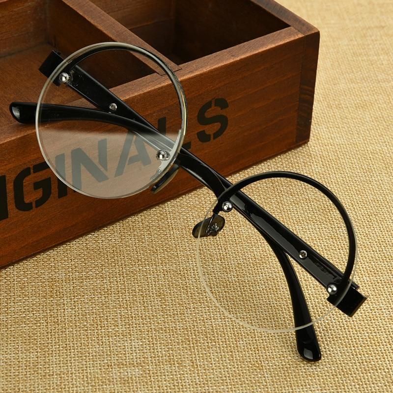 Lunettes de lecture classiques en verre cristal naturel pour hommes, haute définition, anti-fatigue, rondes, marron, lunettes de lecture pour femmes, monture fine en acier léger avec étui compact pour usage quotidien