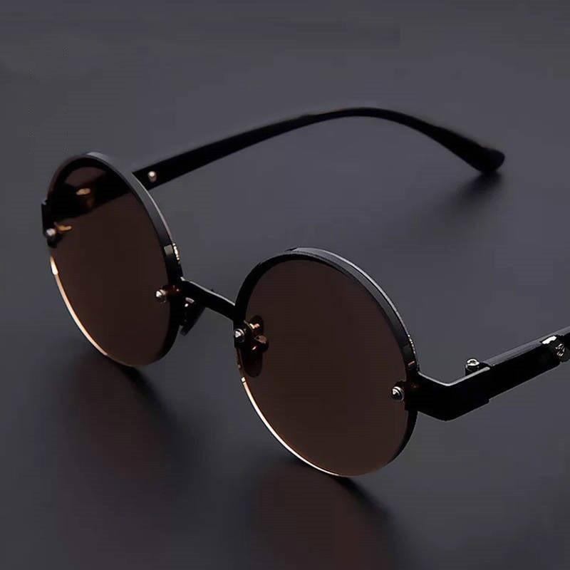 Lunettes de lecture classiques en verre cristal naturel pour hommes, haute définition, anti-fatigue, rondes, marron, lunettes de lecture pour femmes, monture fine en acier léger avec étui compact pour usage quotidien
