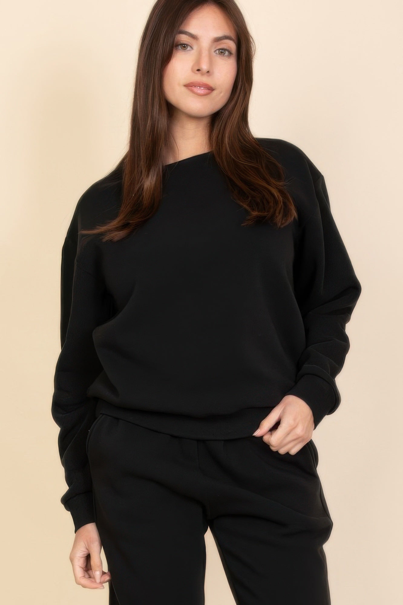 Pull en polaire col rond classique