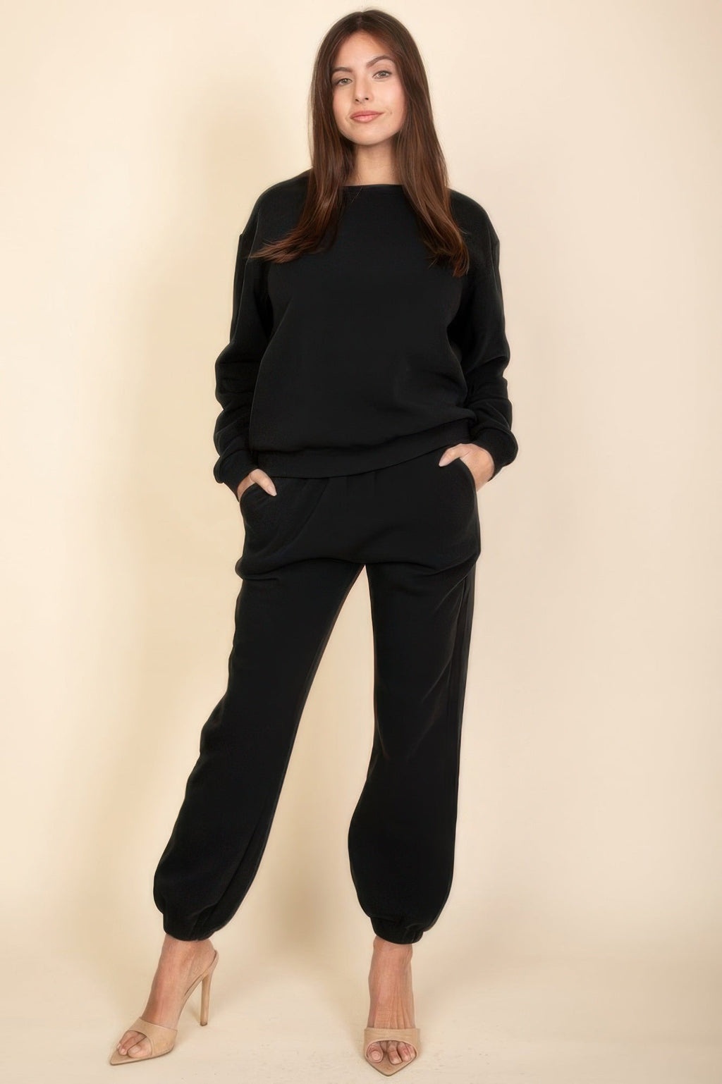 Pull en polaire col rond classique