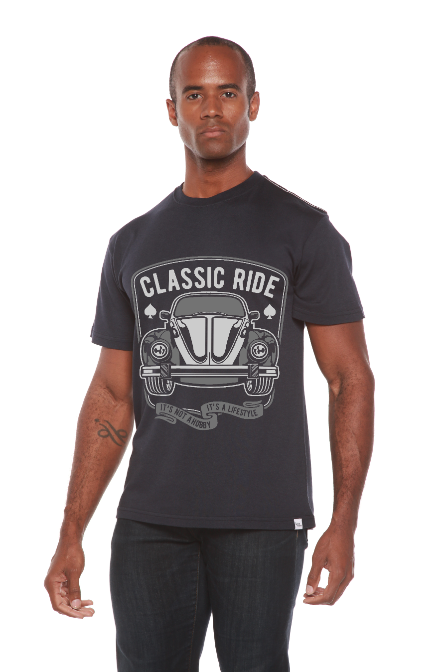 T-shirt à manches courtes à motif pour homme en viscose de bambou et coton biologique Classic Ride