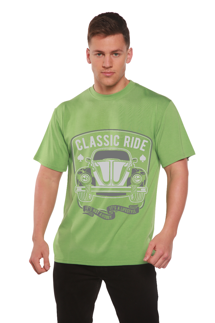 T-shirt à manches courtes à motif pour homme en viscose de bambou et coton biologique Classic Ride
