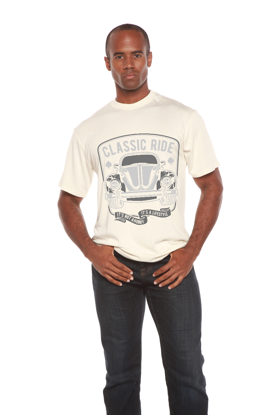 T-shirt à manches courtes à motif pour homme en viscose de bambou et coton biologique Classic Ride