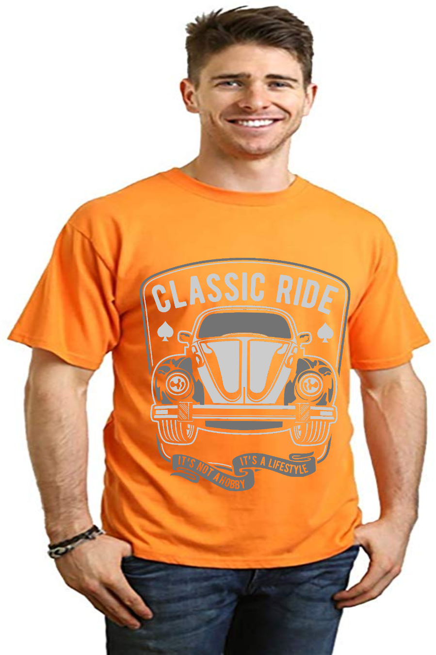 T-shirt à manches courtes à motif pour homme en viscose de bambou et coton biologique Classic Ride