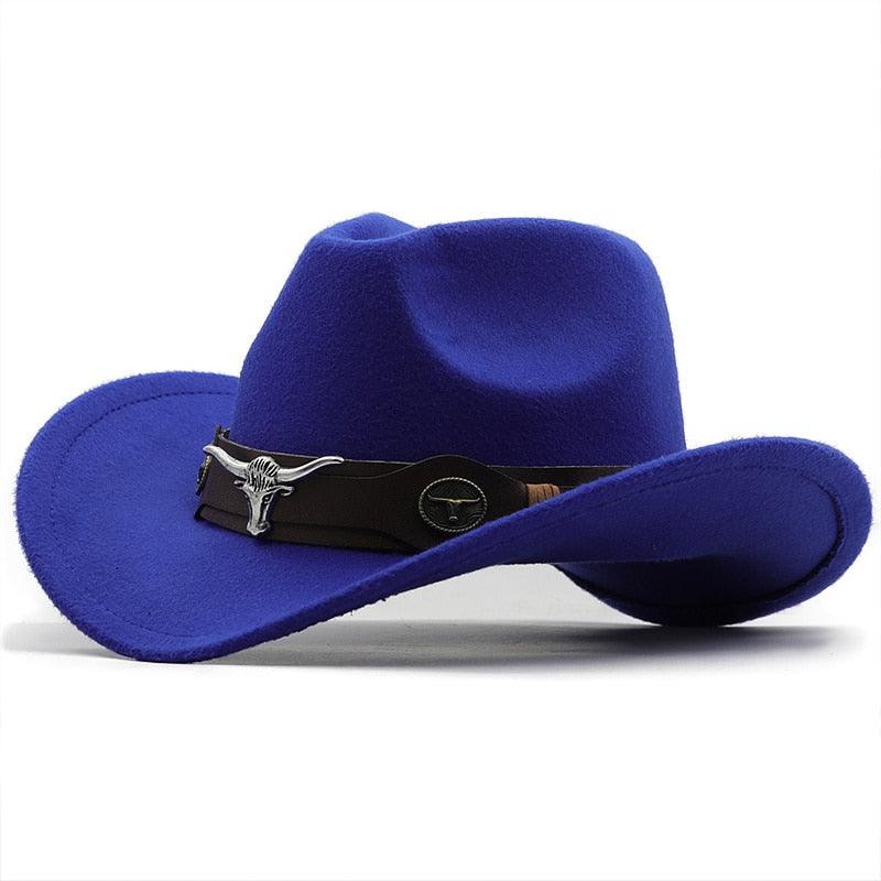 Chapeau de cowboy occidental classique simple en laine pour femmes et hommes Chapeau de cowboy occidental unisexe pour femmes et hommes Chapeau à large bord pour gentleman Chapeaux de cowgirl pour papa Chapeaux de cowgirl avec large ceinture