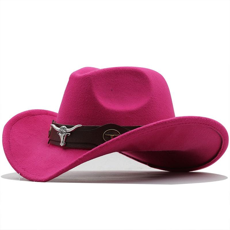 Chapeau de cowboy occidental classique simple en laine pour femmes et hommes Chapeau de cowboy occidental unisexe pour femmes et hommes Chapeau à large bord pour gentleman Chapeaux de cowgirl pour papa Chapeaux de cowgirl avec large ceinture