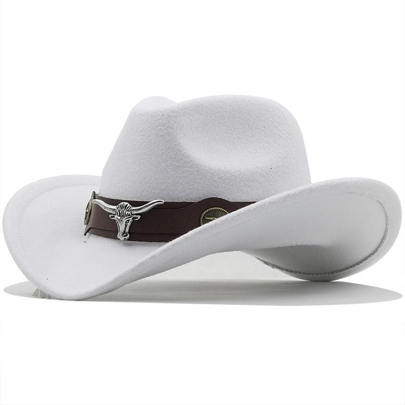 Chapeau de cowboy occidental classique simple en laine pour femmes et hommes Chapeau de cowboy occidental unisexe pour femmes et hommes Chapeau à large bord pour gentleman Chapeaux de cowgirl pour papa Chapeaux de cowgirl avec large ceinture