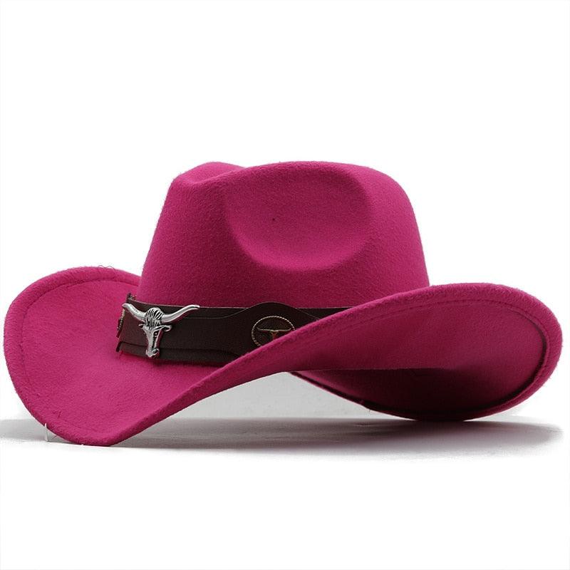 Chapeau de cowboy occidental classique simple en laine pour femmes et hommes Chapeau de cowboy occidental unisexe pour femmes et hommes Chapeau à large bord pour gentleman Chapeaux de cowgirl pour papa Chapeaux de cowgirl avec large ceinture