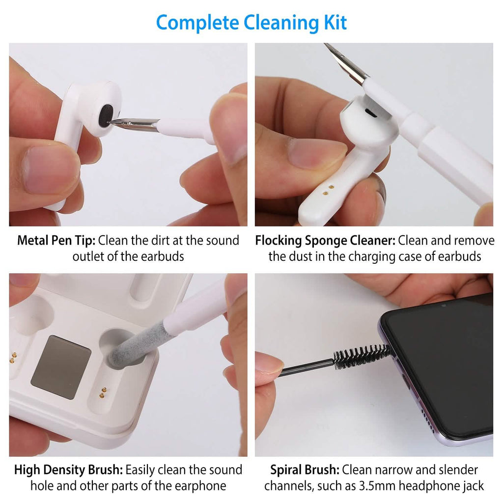 Kit de Nettoyage pour AirPods, Boîtier de Charge, Appareil Photo, Stylo de Nettoyage pour Téléphone, Brosse Anti-Peluche Longue et Courte