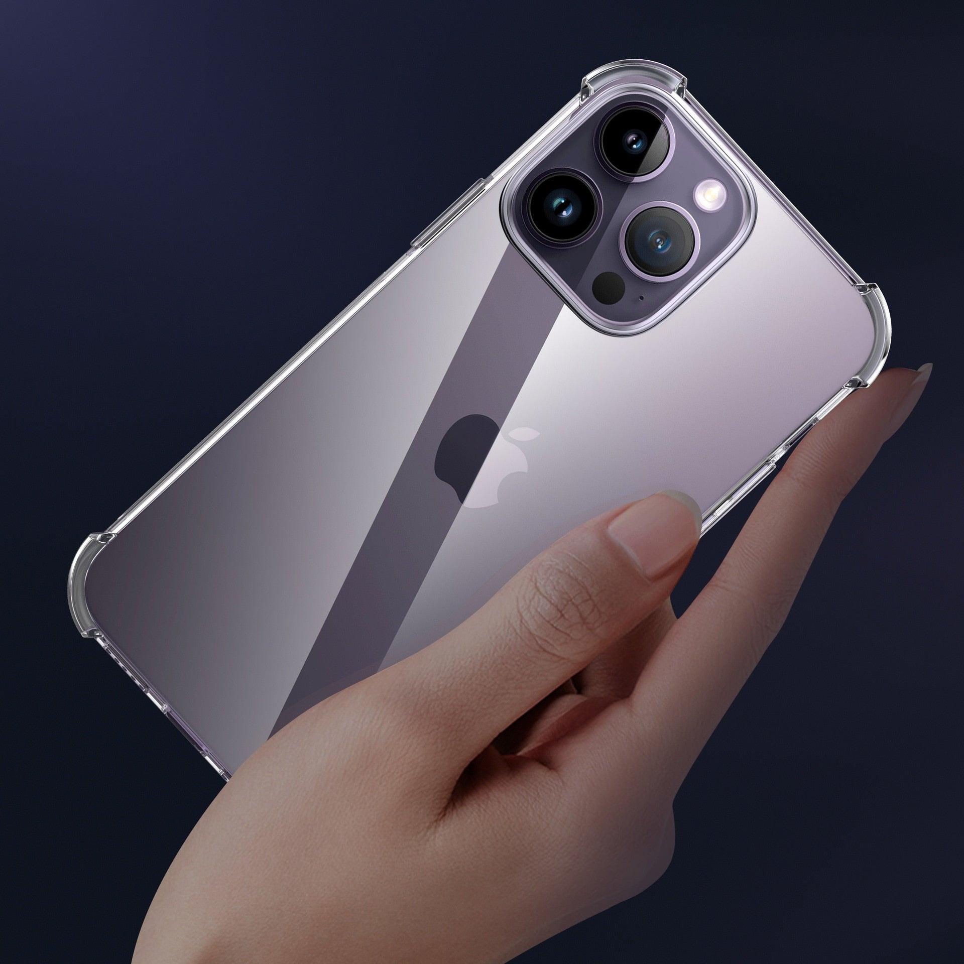Coque de téléphone transparente antichoc pour iPhone 14 13 12 11 Pro Max X XR XS Max Coque de protection d'objectif pour iPhone 11 12 13 14 Pro Coque arrière de protection antichoc non jaunissante pour iPhone