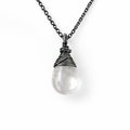 Clear Quartz Wire Wrapped Necklace – Oxidized Sterling Silver – Faceted Quartz Pendant – 18" Chain