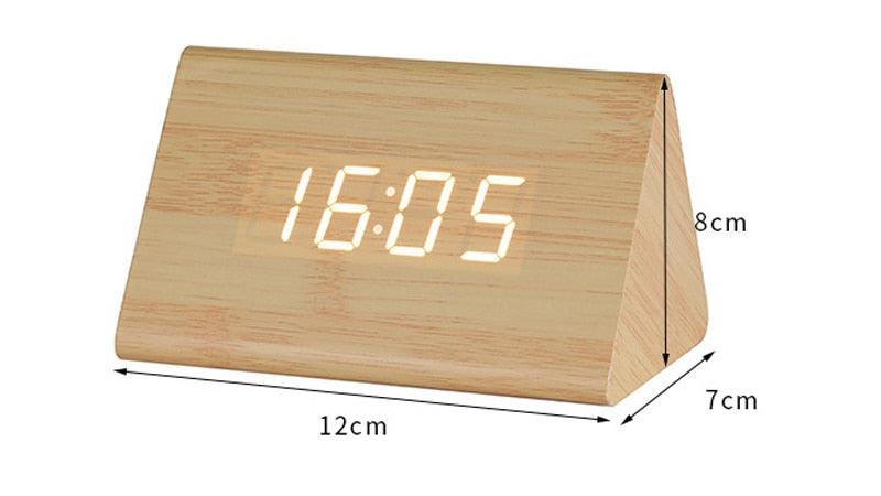 Horloge LED en bois, réveil, montre en bois, nouvelle version, horloge de bureau numérique, luminosité réglable, heure d'alarme, affiche l'heure, la date, la température, la table, contrôle vocal, horloge de bureau électronique numérique en bois