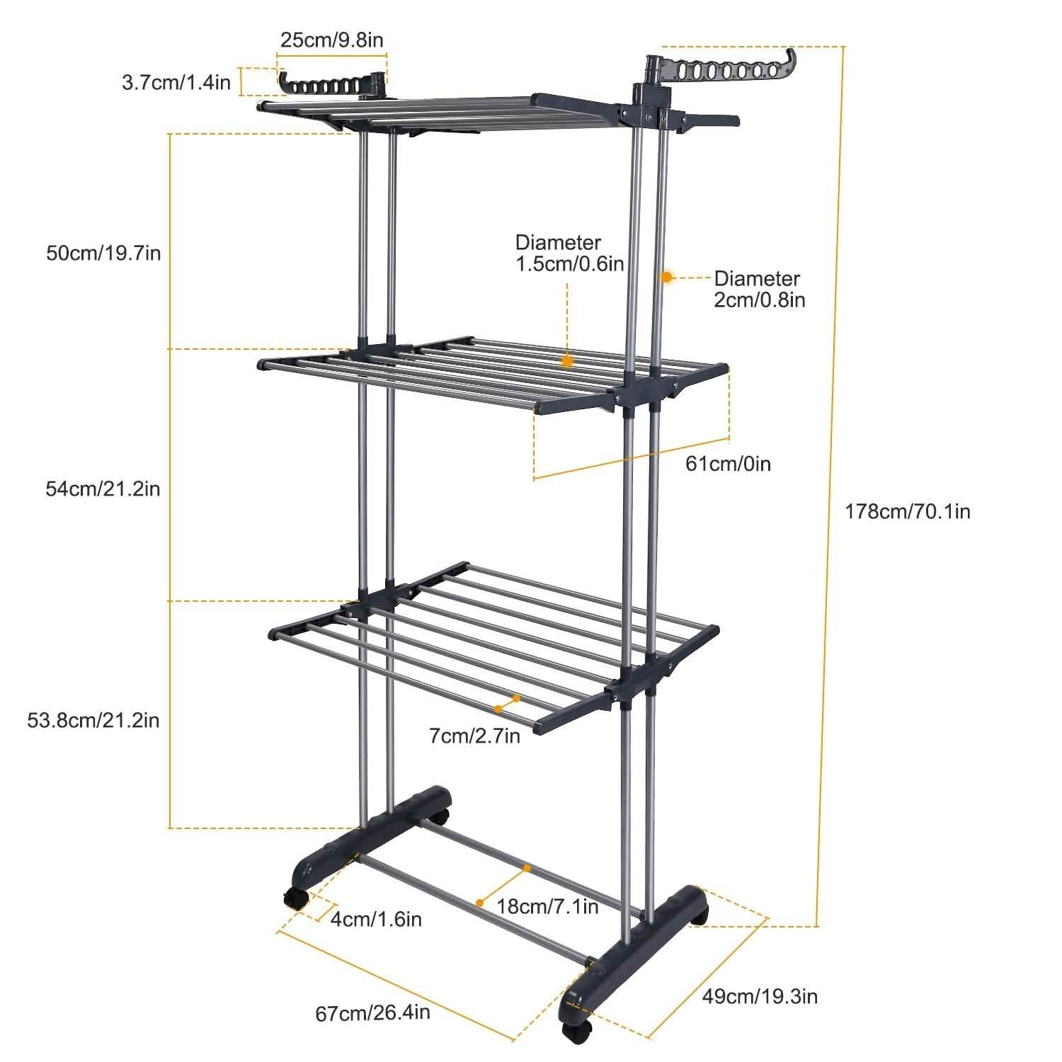 Séchoir à linge roulant pliable Support de cintre à linge sur rail