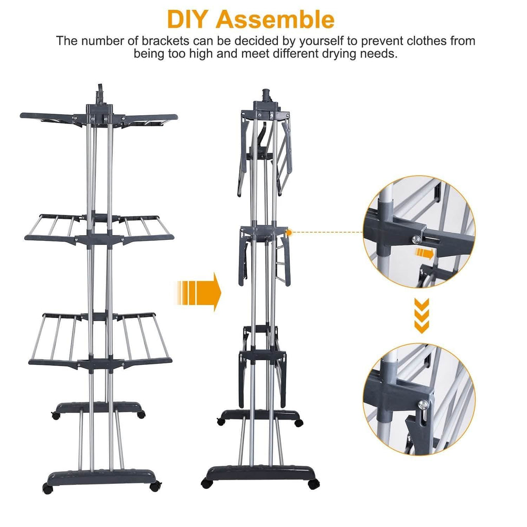 Séchoir à linge roulant pliable Support de cintre à linge sur rail