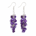 Boucles d'oreilles en argent sterling avec grappe d'améthyste enroulée de fil