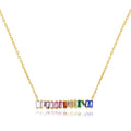 Collier barre baguette arc-en-ciel grappes