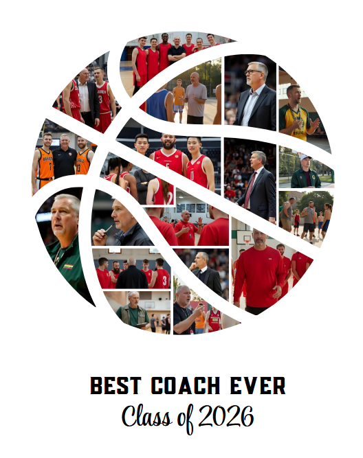 Basketball Best Coach Ever Photo Collage – Editable Canva Template